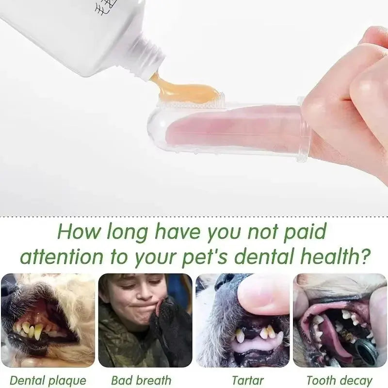 Pet Toothbrush Super Soft Pet Finger Toothbrush Teddy Dog Brush Bad Breath Tartar Teeth Care Tool Dog Cat Cleaning Silicagel Pet Supplies WLP Company