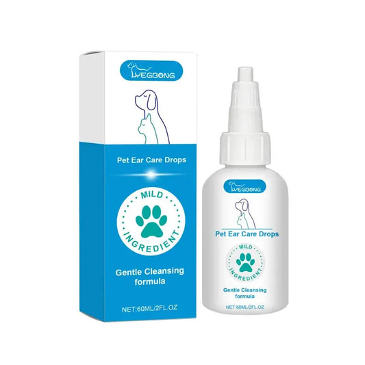 Pet Ear Care Drops - 60ml Gentle Cleansing Solution for Dogs & Cats - Remove Earwax, Moisturize Canal & Reduce Odor WLP Company