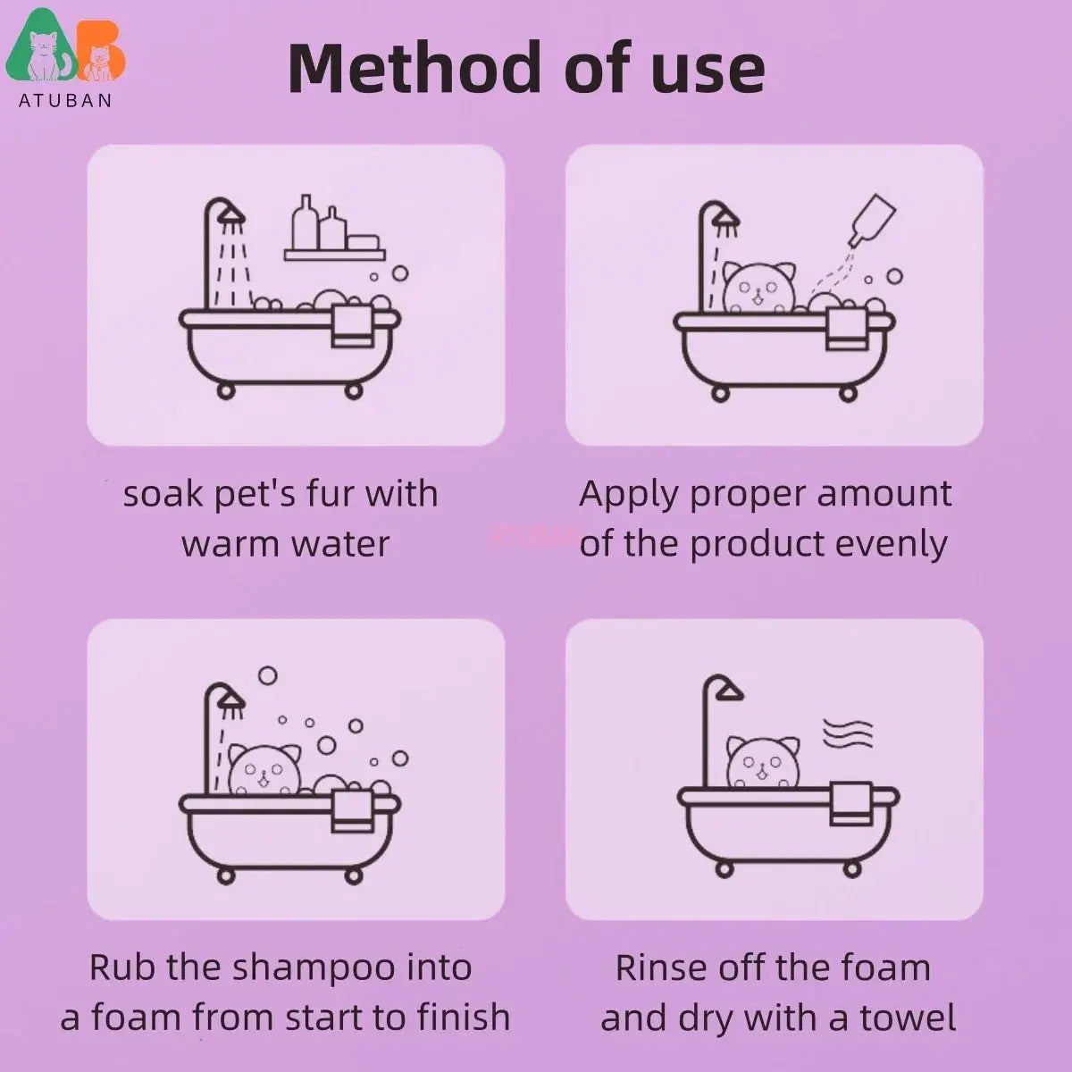 ATUBAN Dog Shampoo and Conditioner,Hypoallergenic Dog Shampoo for Smelly Dogs,Probiotic Pet Shampoo for Dogs,Royal Lavender WLP Company