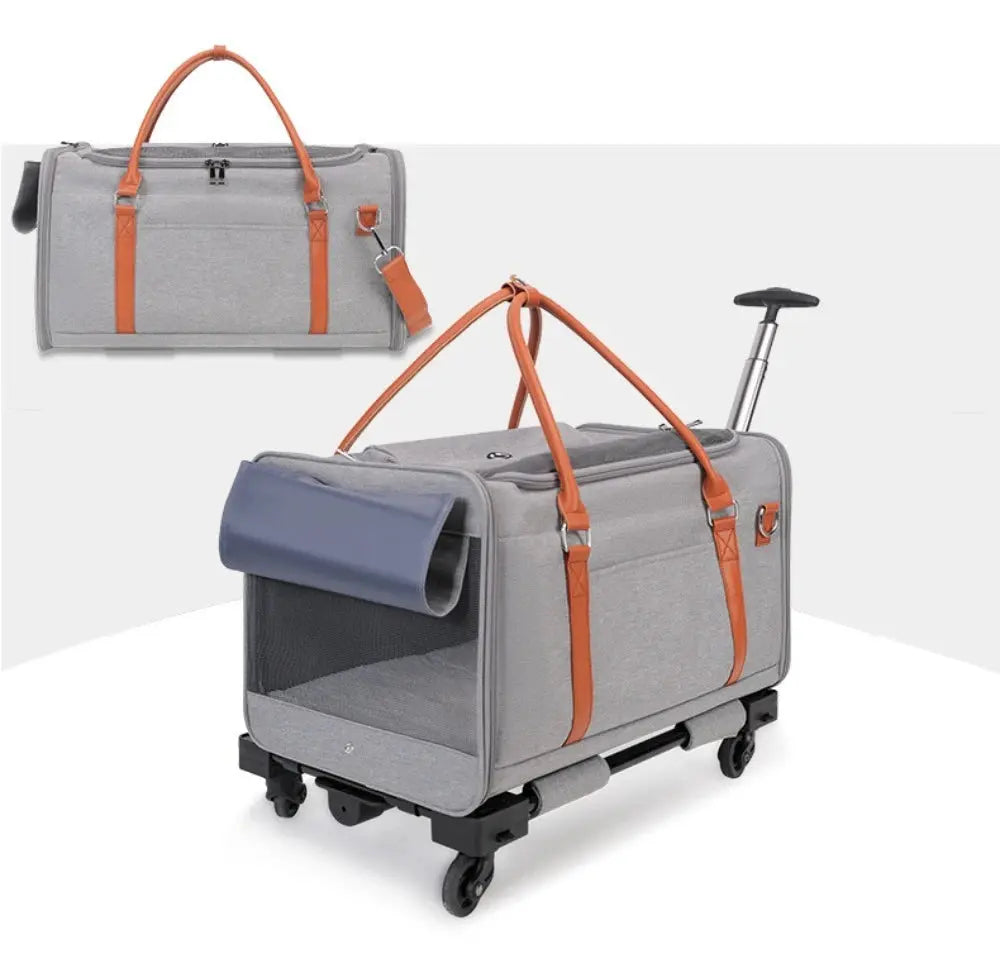 Multifunctional Cat Carrier with Trolley Large Capacity Breathable Foldable Pet Bag for Cats and Dogs WLP Company