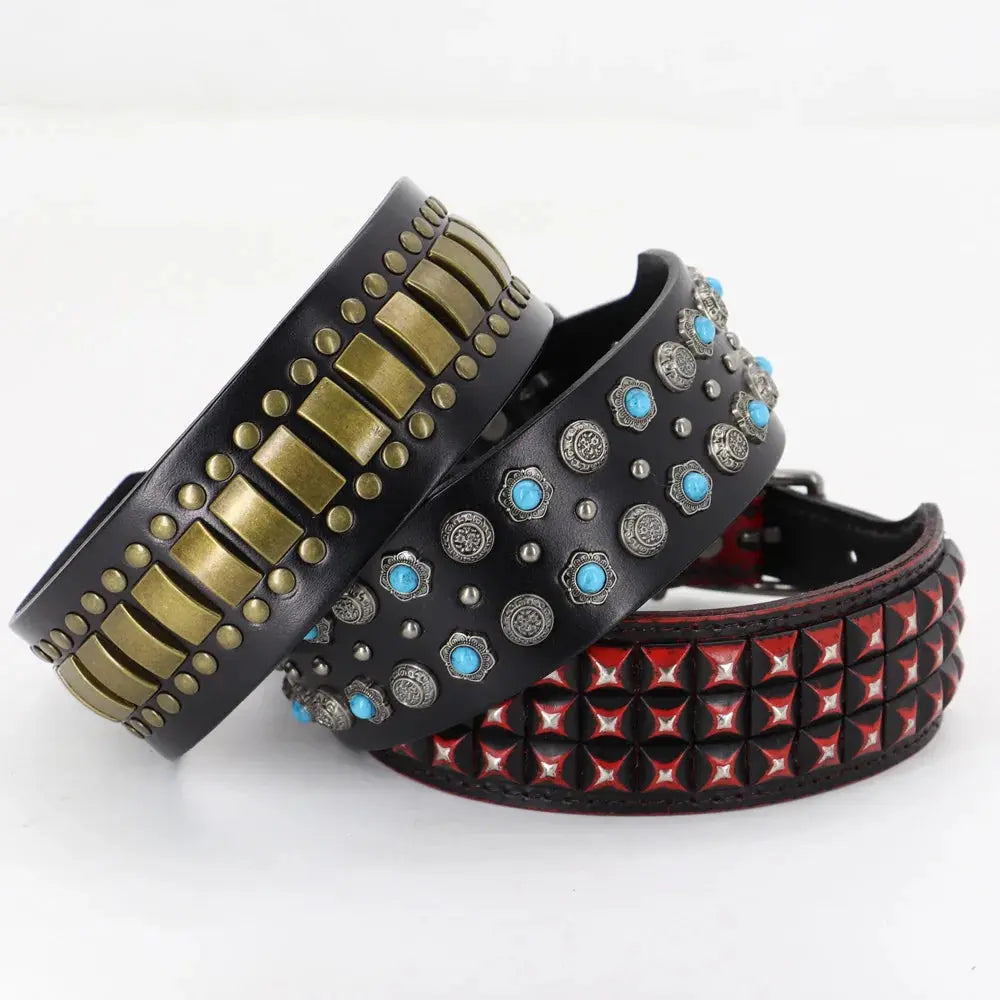 luxurious dog collar Luxurious Dog Real Leather Collar for Pet shows WLP Company