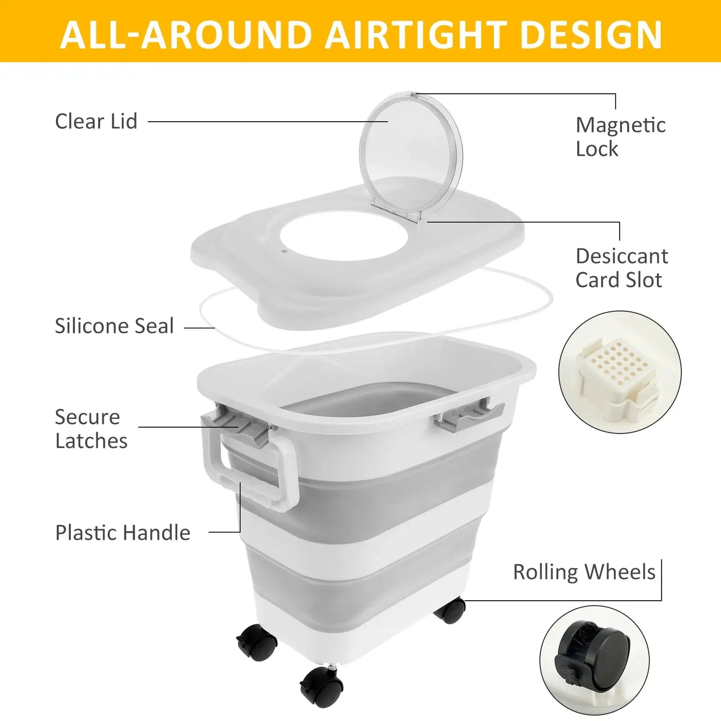 15/45KG Collapsible Pet Food Storage Barrel WLP Company