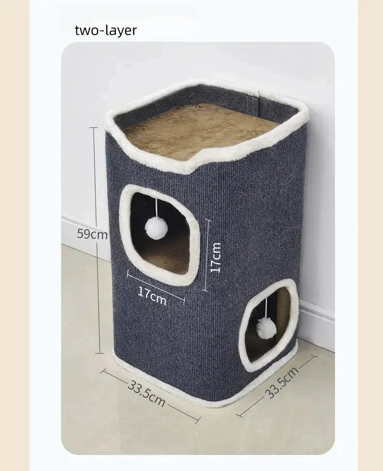 3-tiers Cat Bed Pet House Covered Cave with Soft Mat WLP Company