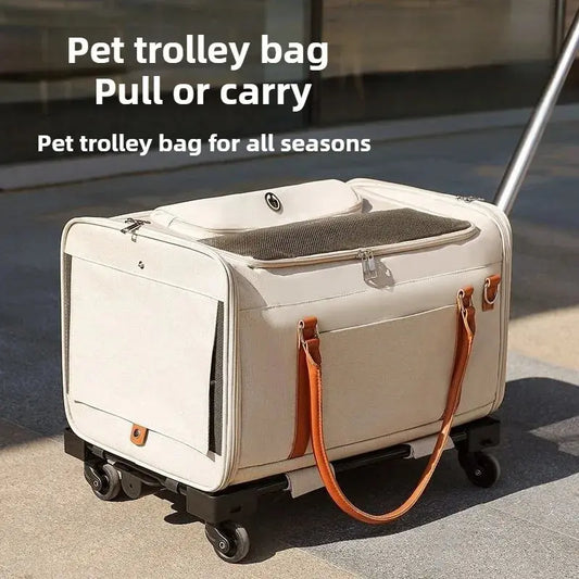 Multifunctional Cat Carrier with Trolley Large Capacity Breathable Foldable Pet Bag for Cats and Dogs WLP Company