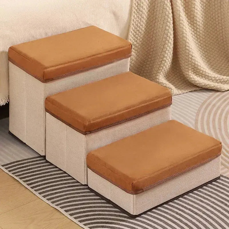 Foldable 2 in 1 Pet Steps Stair Ladder Puppy Safety Ramps Ladder 3 Layers Dog Stairs Storage Box Anti-slip Removable Pet Stairs WLP Company