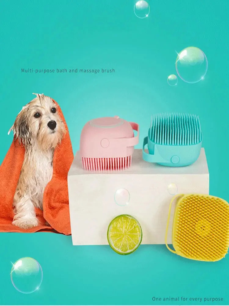 pet dog bath brush Pet dog silicone bath brush Clean care baby Baby bath massage brush Safe non-toxic pet products WLP Company