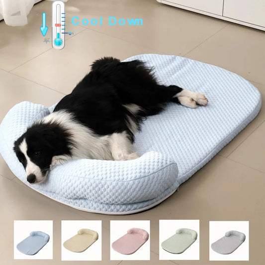 Cooling Dog Bed Breathable Spring Summer Cooling Large Dog Bed Ati-slip Cat Bed with Pillow Ice Silk Fabric Dog Bed for Small Dog Cushion Pet WLP Company