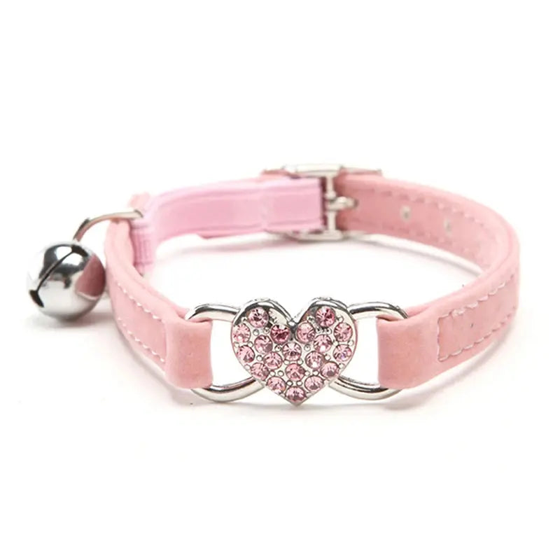 heart charm collar New Heart Charm And Bell Cat and Small Dog Collar WLP Company