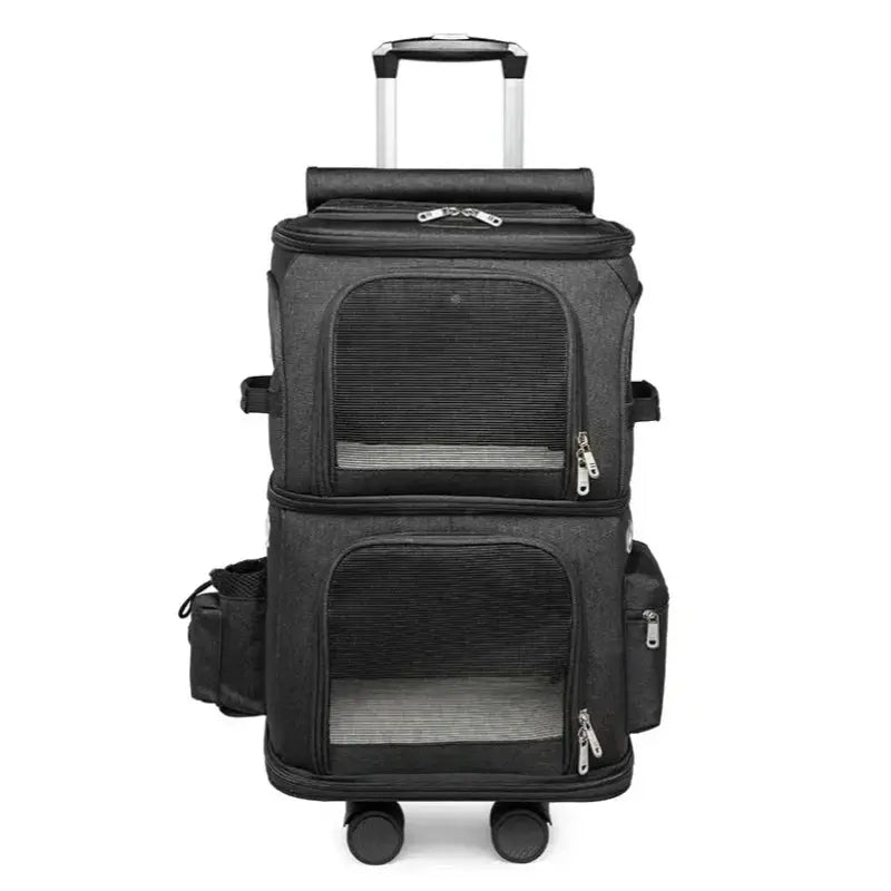 Double-layer Pet Trolley Bag Large Space Portable Outdoor Travel Silent Easy To Put Two Cat Foldable Oxford Cloth Pet Bag WLP Company