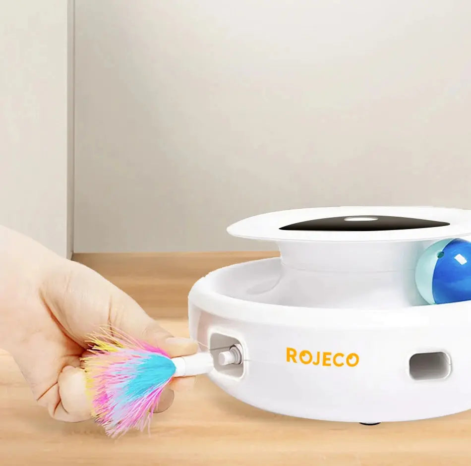 ROJECO 2 in 1 Smart Cat Toys Automatic Feather Fun Ball Toy Set WLP Company