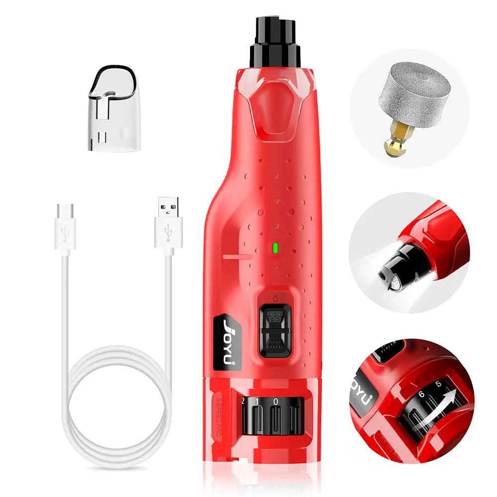 Dog Nail Grinder Dustproof with 2 LED Light - Super Quiet Powerful 6-Speed Nail Trimmer File for Small Medium Large Dogs WLP Company