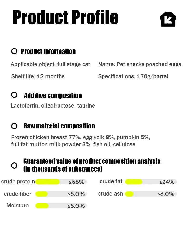 Freeze-dried poached eggs cat and dog universal nutrition hair gills staple food freeze-dried chicken egg yolk goat milk cake ca WLP Company