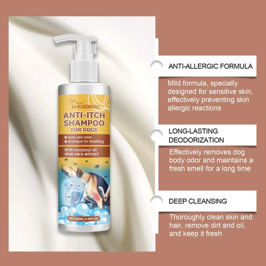 Dog Shampoo Conditioner Moisturizing for Sensitive Skin PH Balanced Anti Itching Flea Killer Dirt Mite Removal Pet Cleaning Foam WLP Company