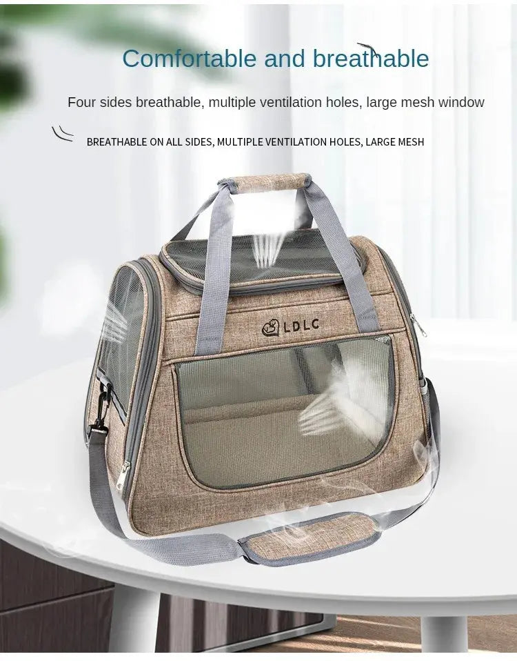Portable Cat Bag Car-mounted Large Side Window Can Be Equipped with Trolley Pet Bag Breathable Travel Shoulder Folding Cat Bag WLP Company