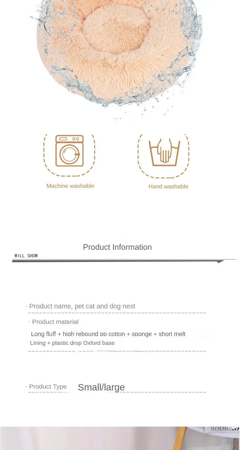Home Plush Pet Nest Winter Cat Nest Dog Nest Warm Detachable and Washable Round Cat Nest Pet Bed Seasonal Universal Decoration WLP Company