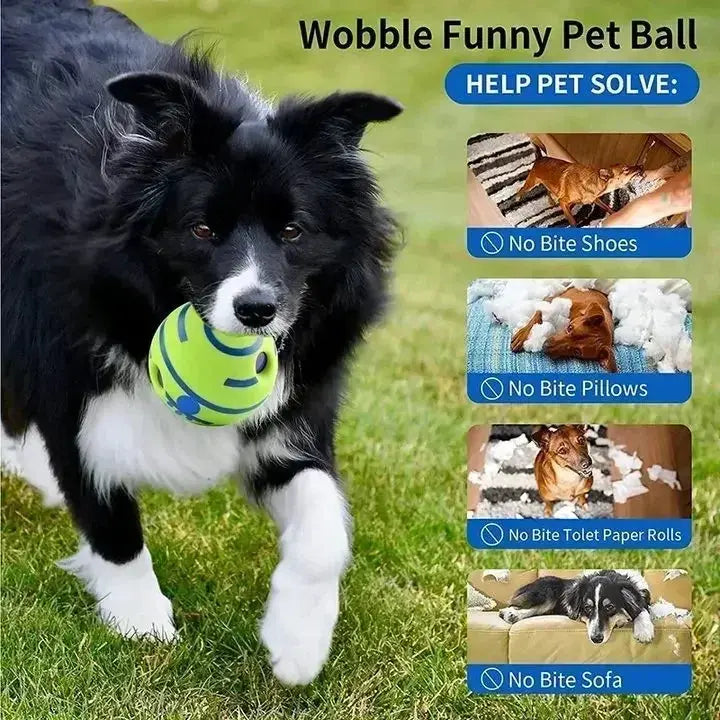 Pet Dog Toy Ball Wobble Wag Giggle Sound-Emitting Glow Ball Interactive Dog Toy Funny Indoor or Outdoor Play Agility Training WLP Company