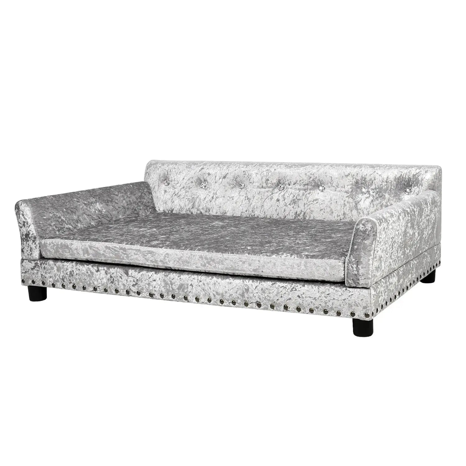 BingoPaw Large Dog Sofa Bed Deluxe Tufted Elevated Jumbo Dog Couch Bed Made Velvet - Pet Giant Snuggle Sofa Lounger Memory Foam WLP Company