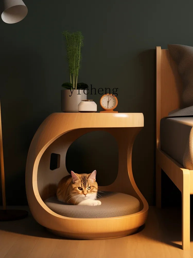 Warm Semi-Enclosed Cat House - Coffee Table Bedside Array Cabinet