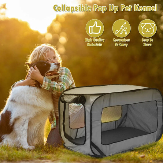 Dog Travel Crate Portable Pop Up Dog Crate with Zipper Mesh Door Foldable Small Dog Seat Kennel for Indoor Outdoor Puppy Cat WLP Company