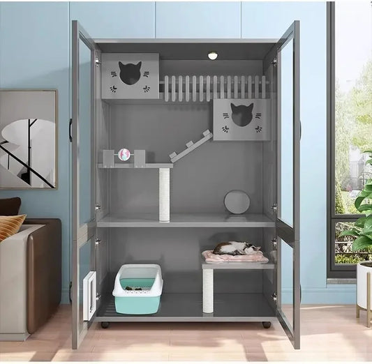 Luxury Wooden Cat House and Bed - Perfect for Your Feline Friend