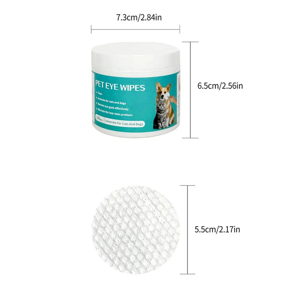 100pcs Pet Wipes for Cats Dogs Tearmark Wet Wipes Cats and Dogs Universal No Irritation Eye Cleaning Wipes Pet Supplies WLP Company