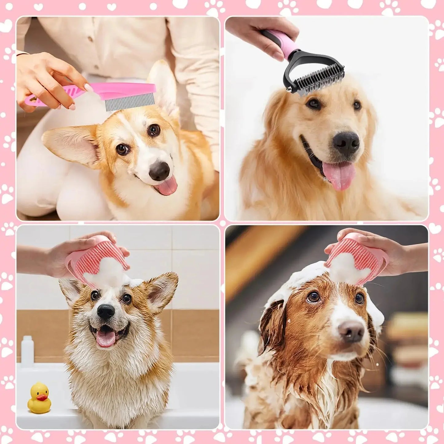 dog grooming set 8-piece dog brush grooming set, pet self-cleaning set, with pet nail clippers and files, flea comb, pet shampoo bath brush, pet WLP Company