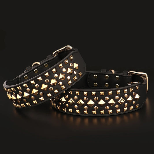 2" Wide Sharp Cool Spiked and Studded Leather Dog Collar