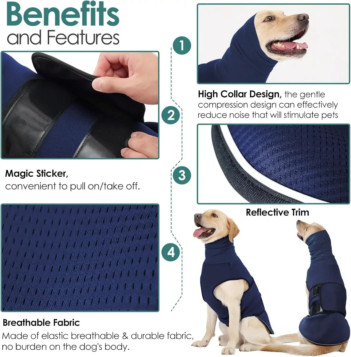 Dog anxiety vest /Calming Vest with Hoodie for noise WLP Company