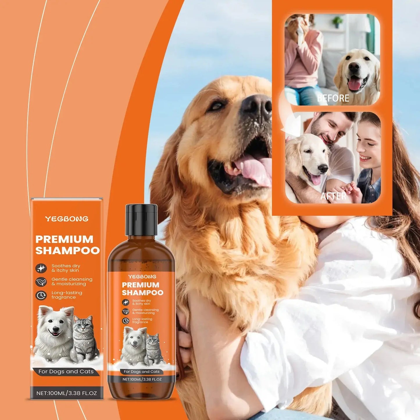 Natural Pet Shampoo for Dogs & Cats, Coconut Oil Derivative Formula WLP Company