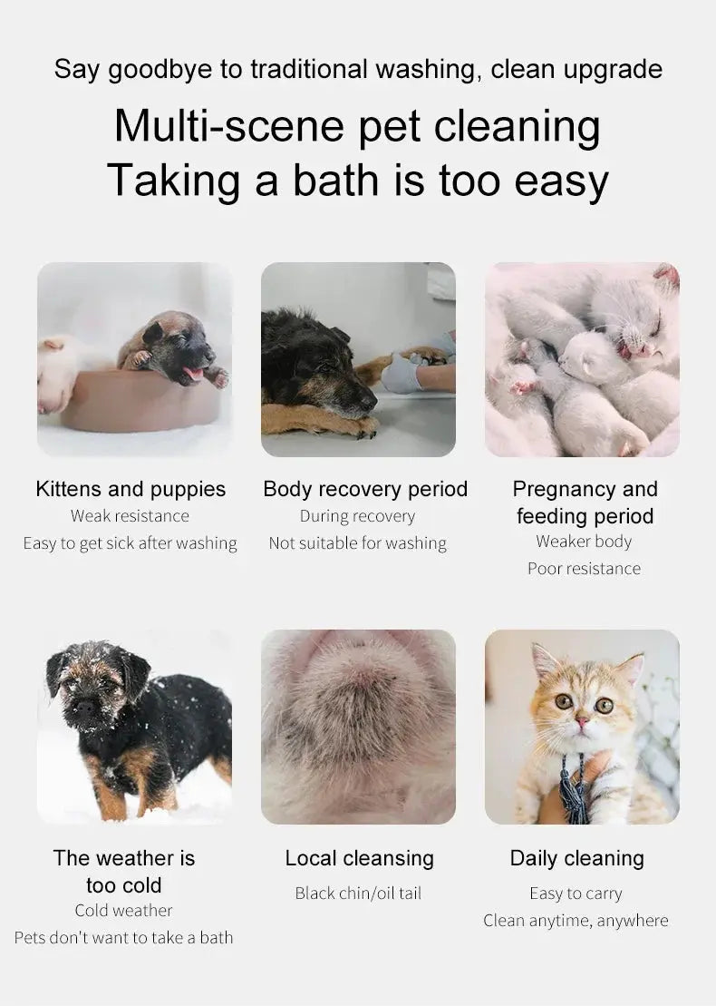 pet shampoo 200ML Pet Dry Cleaning Foam Without Rins Dog Cat Puppy Shower Gel Supp Shampoo Deodorant Sterilization Leave Scent Pet Supplie WLP Company