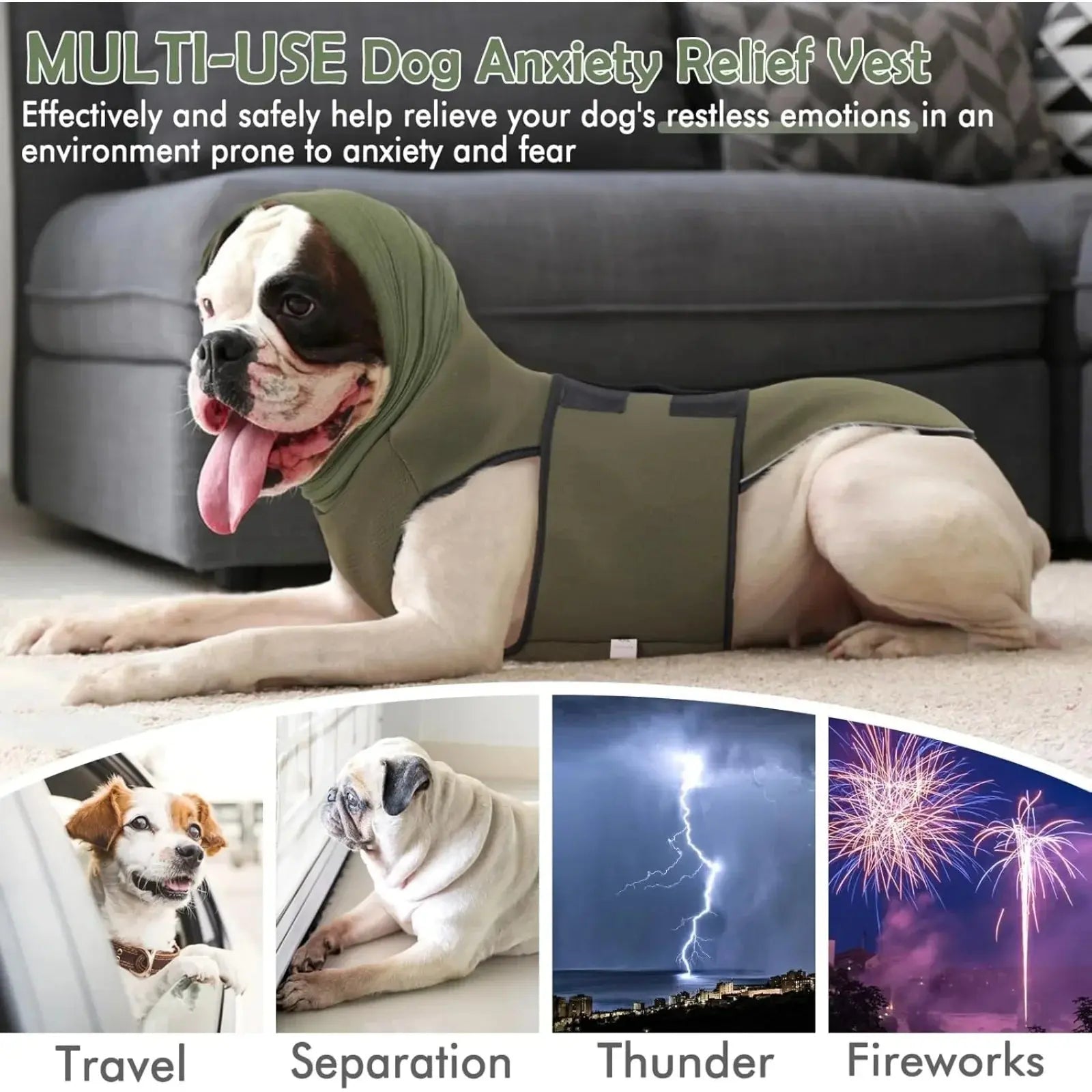 Dog Anxiety Vest, Thunder Jacket for Large Dogs, Calming Jacket with Hoodie, Fireworks, Quarantine, Anti Anxiety Dog Hoodie WLP Company