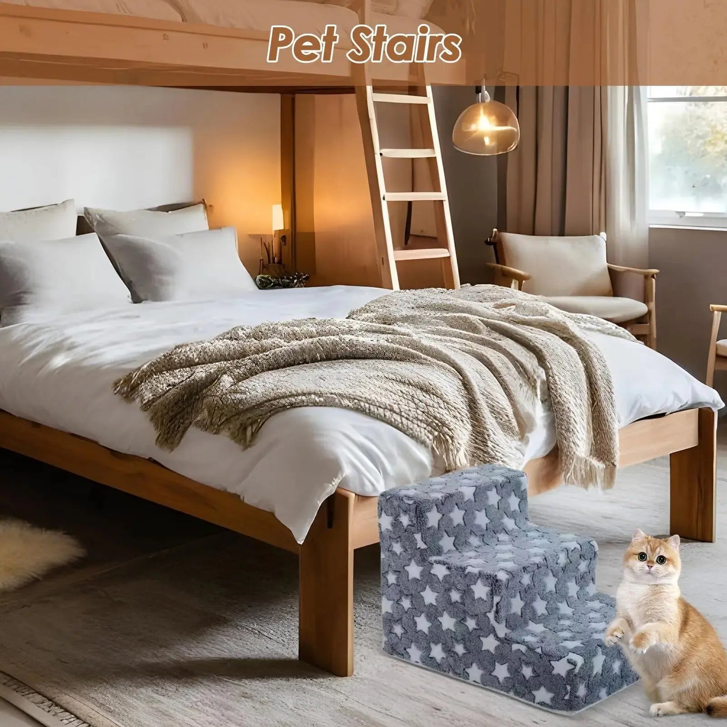Pet Steps High Density Foam 3 Steps Dog Stairs Ramps for Small Cats dog Climbing Removable Non-Slip Pet Ramp Washable Cat Ladder WLP Company