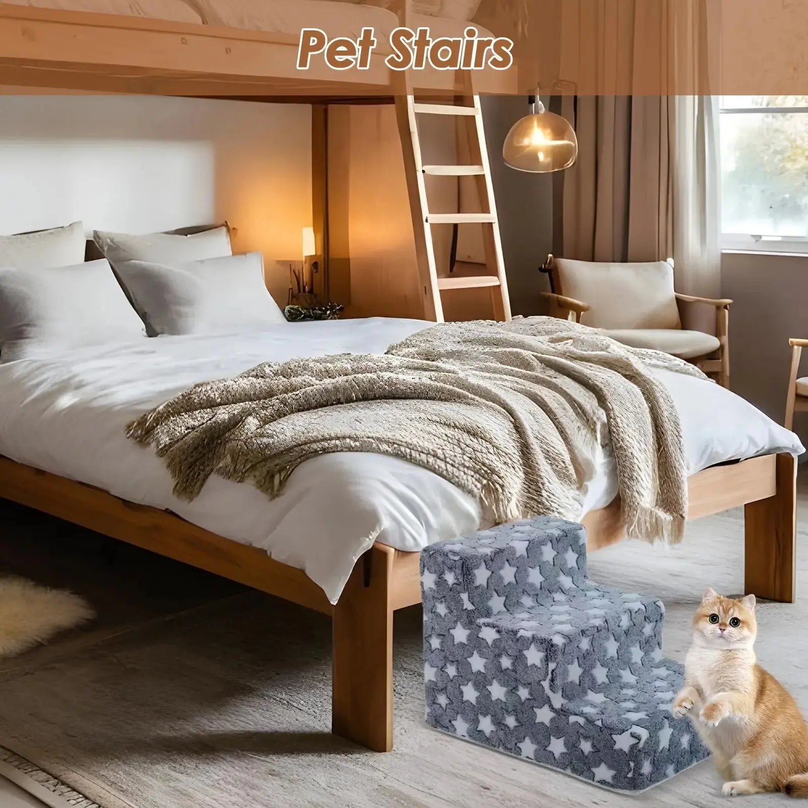 Pet Steps High Density Foam 3 Steps Dog Stairs Ramps for Small Cats dog Climbing Removable Non-Slip Pet Ramp Washable Cat Ladder WLP Company