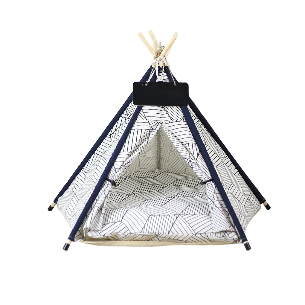 Extra Large Dog Tent - Perfect for Unrestricted Rolling - Linen & Wood Teepee