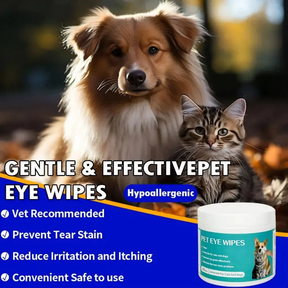 100pcs Pet Wipes for Cats Dogs Tearmark Wet Wipes Cats and Dogs Universal No Irritation Eye Cleaning Wipes Pet Supplies WLP Company