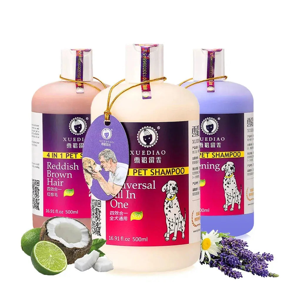 Pet Dog Shampoo and Conditioner All Natural 4 in1 pet shampoo and 17oz Puppy shampoo for dogs，dog shower gel shampoo 500ml WLP Company