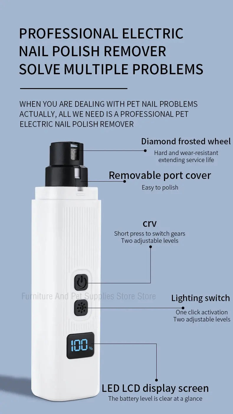Electric Dog Nail Clippers for Dog Nail Grinders Rechargeable USB Charging LED Light Pet Quiet Cat Paws Nail Grooming Supplies WLP Company