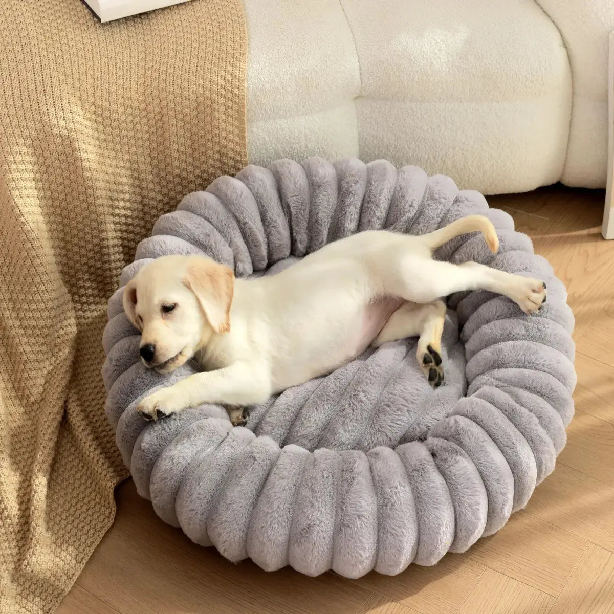 pet bed Nest High Weight Straight Strip Rabbit Plush Pet Mat Long Hair Round Cat Nest Winter Warm Dog Bed Dog Nest WLP Company