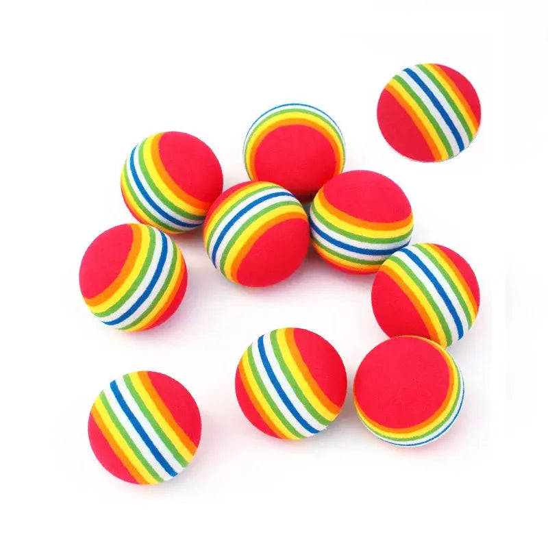 10Pcs Colorful Cat Toy Ball EVA Bite-Resistant Elastic Rainbow Ball Kitten Puppy Chewing Training Interactive Toys Pet Supplies WLP Company
