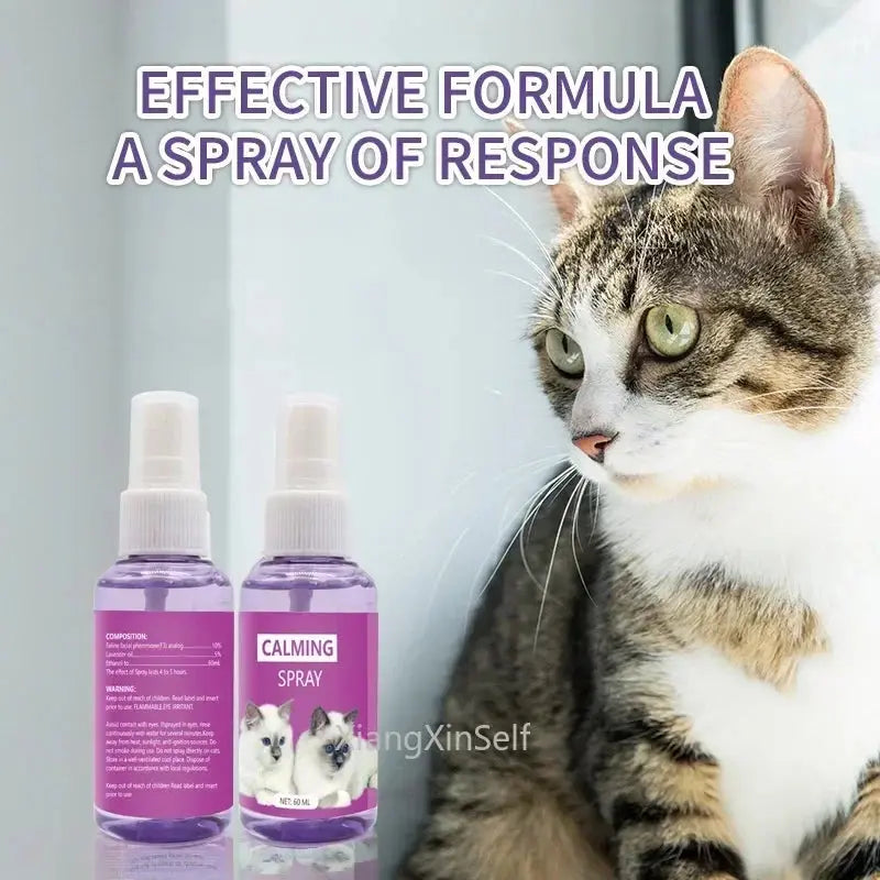 60ml Calming Spray Feline Anti-Stress Pheromone Emotional Soothing Spray Health Cleaning Supplies for Cats WLP Company