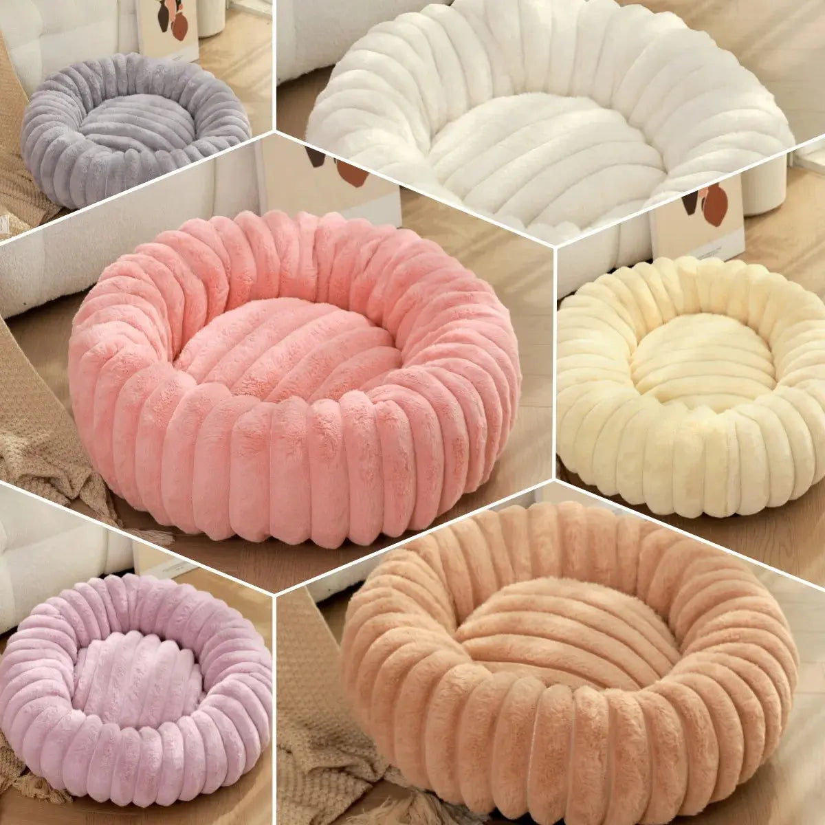 pet bed Nest High Weight Straight Strip Rabbit Plush Pet Mat Long Hair Round Cat Nest Winter Warm Dog Bed Dog Nest WLP Company