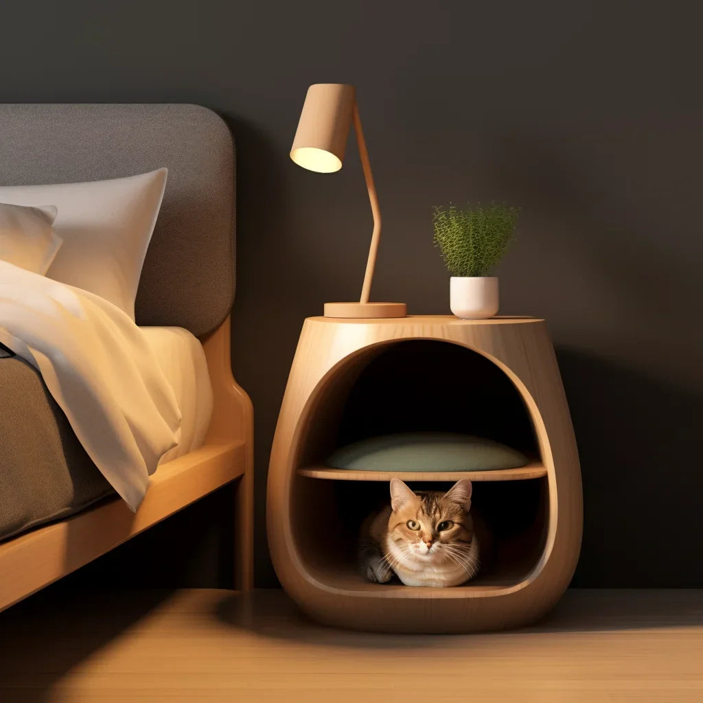 Warm Semi-Enclosed Cat House - Coffee Table Bedside Array Cabinet