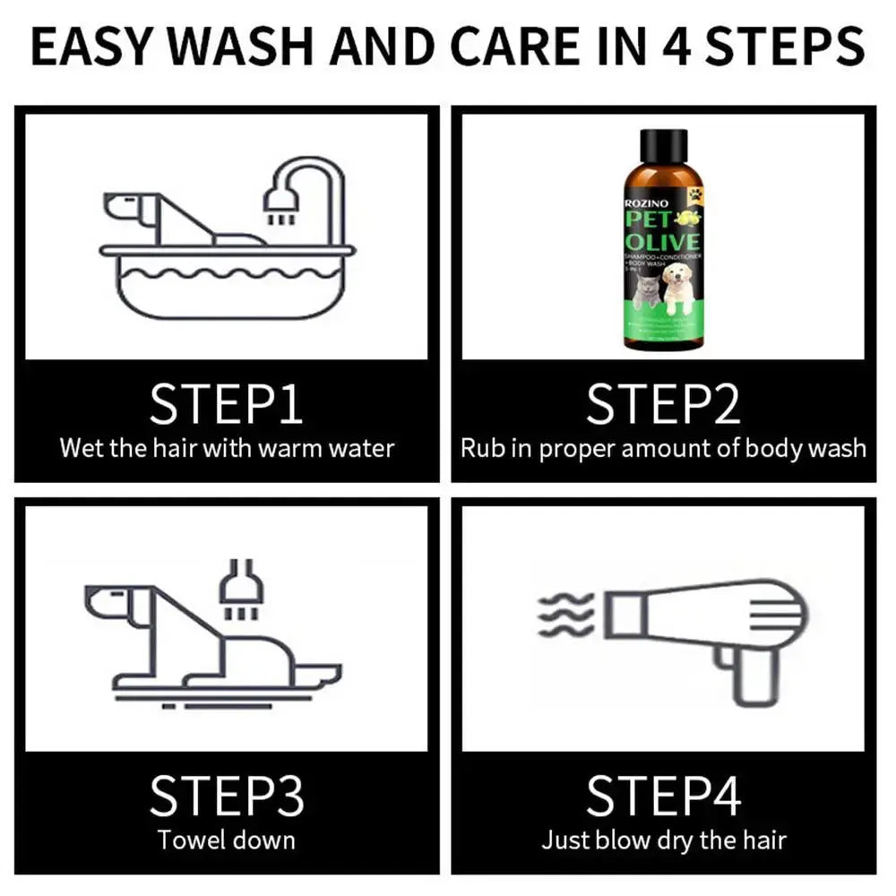 Cat Dog Pet Shampoo Flea Killer Hair Softening Relieve Itching Deodorizing Odor Eliminating Moisturizing Long Lasting Cleaning WLP Company