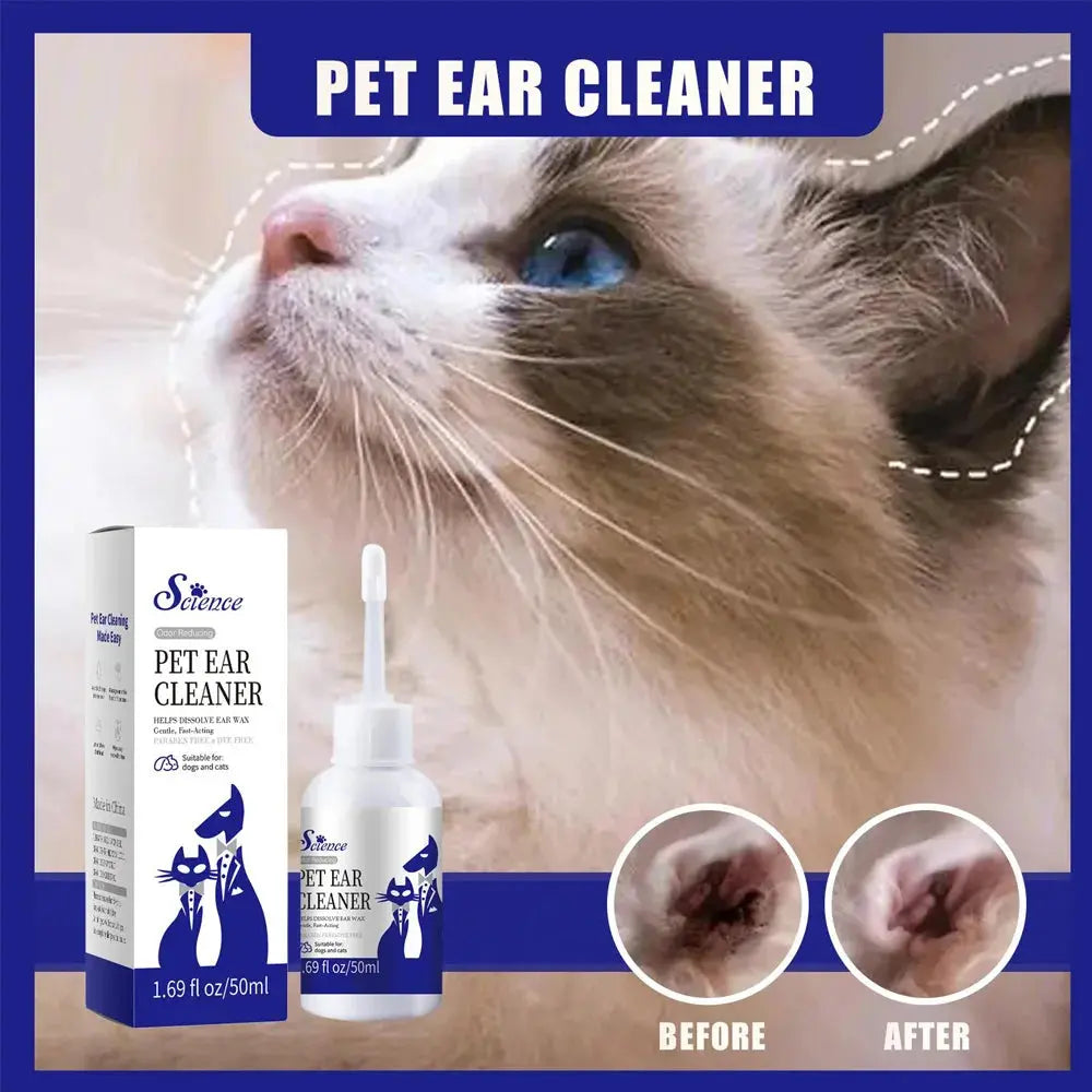 50 ml Pet Ear Drops Gentle Cleaning Ear Mites And Earwax In Cats & Dogs Inhibiting Ear Bacteria WLP Company