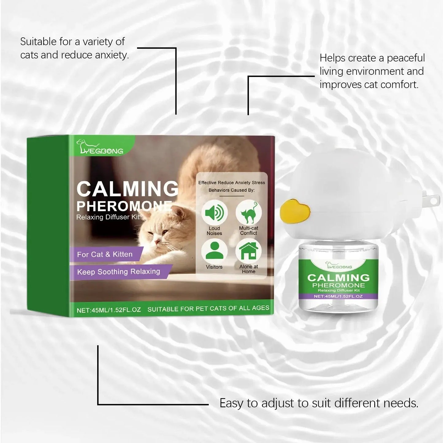 Cat Calming Diffuser Kit Refill Calming Mood Relaxing Anti Anxiety Stress Soothing Comforting Pets Pheromone Calming Diffuser WLP Company