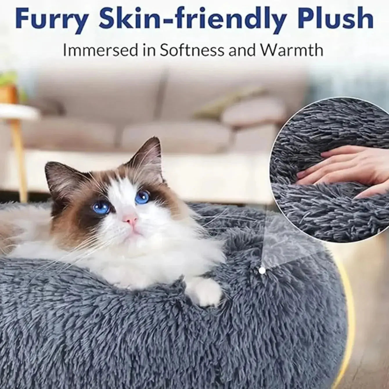 40-90cm Round Pet Bed for Large Dog Bed Super Soft Cat Bed Long Plush Dog House for Medium Dog House Winter Warm Sleeping WLP Company