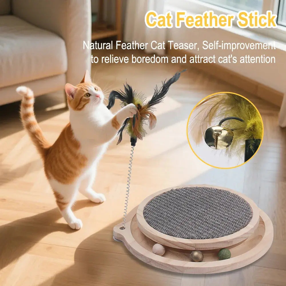 Cat Scratcher Cat Natural Sisal Scratching Pad Kitten Interactive Toy with Ball Track Ball for Chasing Hunting Mental Physical WLP Company