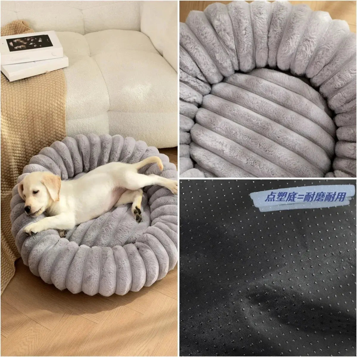 pet bed Nest High Weight Straight Strip Rabbit Plush Pet Mat Long Hair Round Cat Nest Winter Warm Dog Bed Dog Nest WLP Company