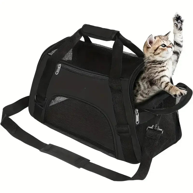 Portable Cat Carrier Bag Soft-Sided Pet Carrying Four-Sided Breathable Carrier Bags with Fur Pad Cats Handbag Travel Bag Transport Bag WLP Company