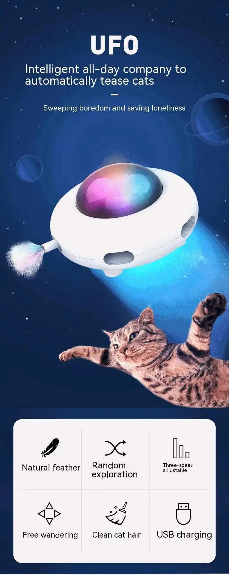 Cat Toy Smart Teaser UFO Pet Turntable Catching Training toys WLP Company